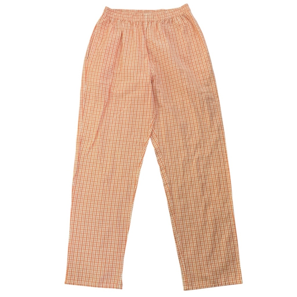 Orange Checkered Straight Leg Pants